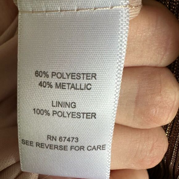 TAYLOR DRESSES Crinkle Metallic Chiffon Dress gold size 10 midi NWT SLEEVELESS - Picture 6 of 8